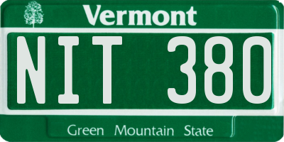VT license plate NIT380