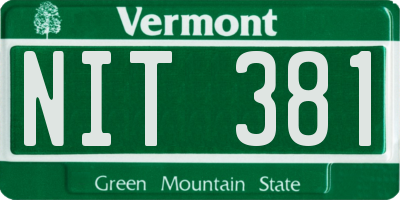 VT license plate NIT381