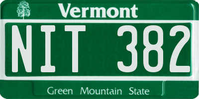 VT license plate NIT382