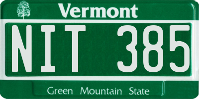 VT license plate NIT385