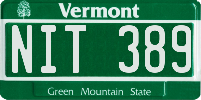 VT license plate NIT389