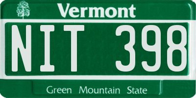 VT license plate NIT398