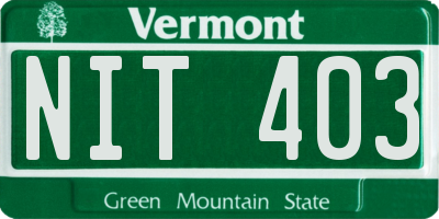 VT license plate NIT403