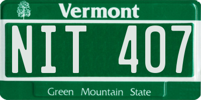 VT license plate NIT407