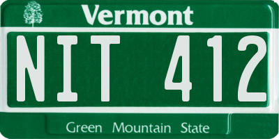 VT license plate NIT412
