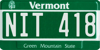 VT license plate NIT418