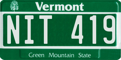 VT license plate NIT419
