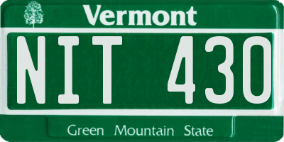 VT license plate NIT430