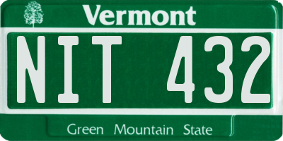 VT license plate NIT432