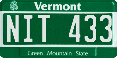 VT license plate NIT433