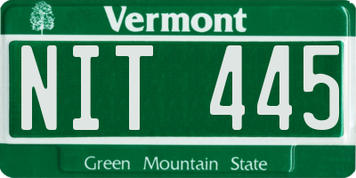 VT license plate NIT445