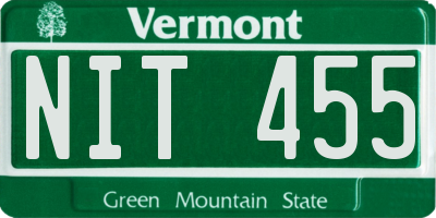 VT license plate NIT455