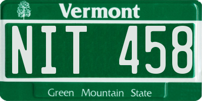 VT license plate NIT458