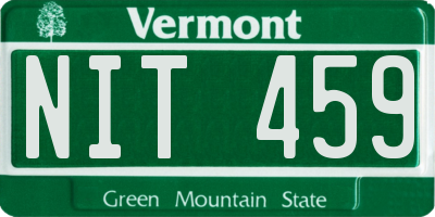 VT license plate NIT459