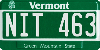 VT license plate NIT463