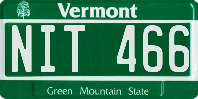 VT license plate NIT466