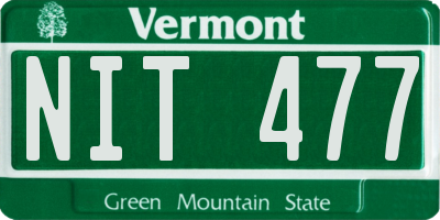 VT license plate NIT477