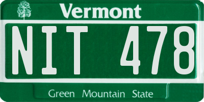 VT license plate NIT478