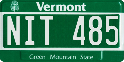 VT license plate NIT485