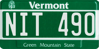 VT license plate NIT490