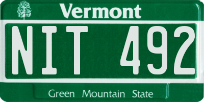 VT license plate NIT492