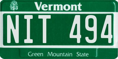 VT license plate NIT494