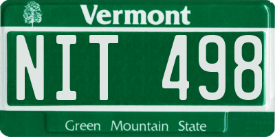 VT license plate NIT498