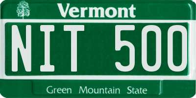 VT license plate NIT500