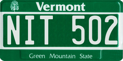 VT license plate NIT502