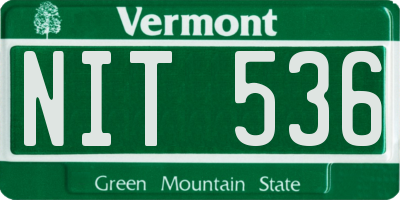 VT license plate NIT536