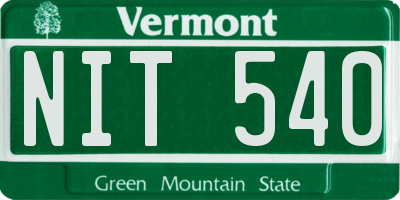 VT license plate NIT540