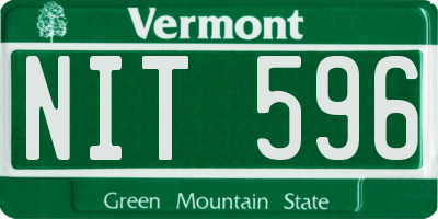 VT license plate NIT596