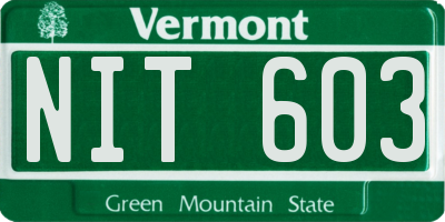 VT license plate NIT603
