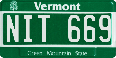 VT license plate NIT669