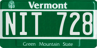 VT license plate NIT728