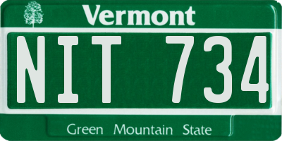VT license plate NIT734
