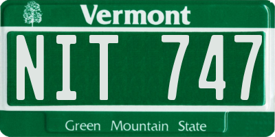 VT license plate NIT747