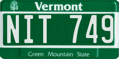 VT license plate NIT749