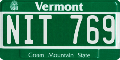 VT license plate NIT769