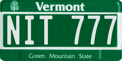 VT license plate NIT777