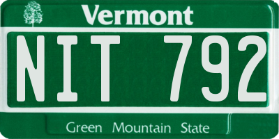VT license plate NIT792