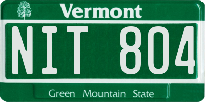VT license plate NIT804