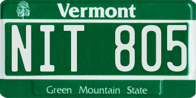 VT license plate NIT805