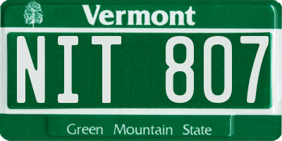 VT license plate NIT807