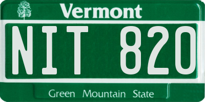VT license plate NIT820