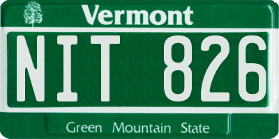 VT license plate NIT826