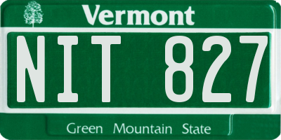 VT license plate NIT827