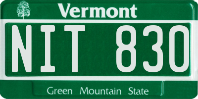 VT license plate NIT830