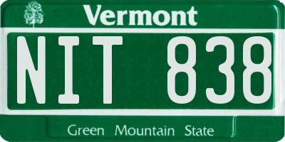 VT license plate NIT838