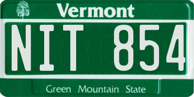 VT license plate NIT854